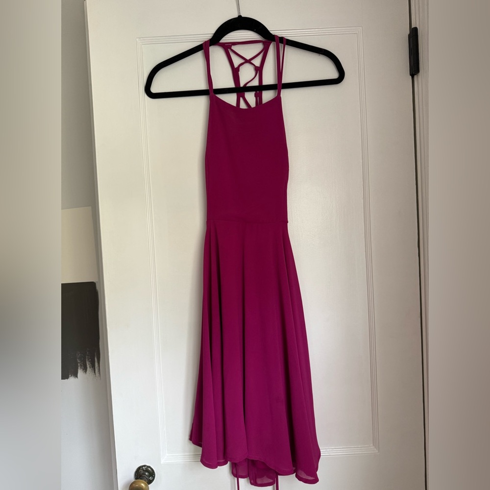 Lulu's Vibrant Fuchsia Backless Dress